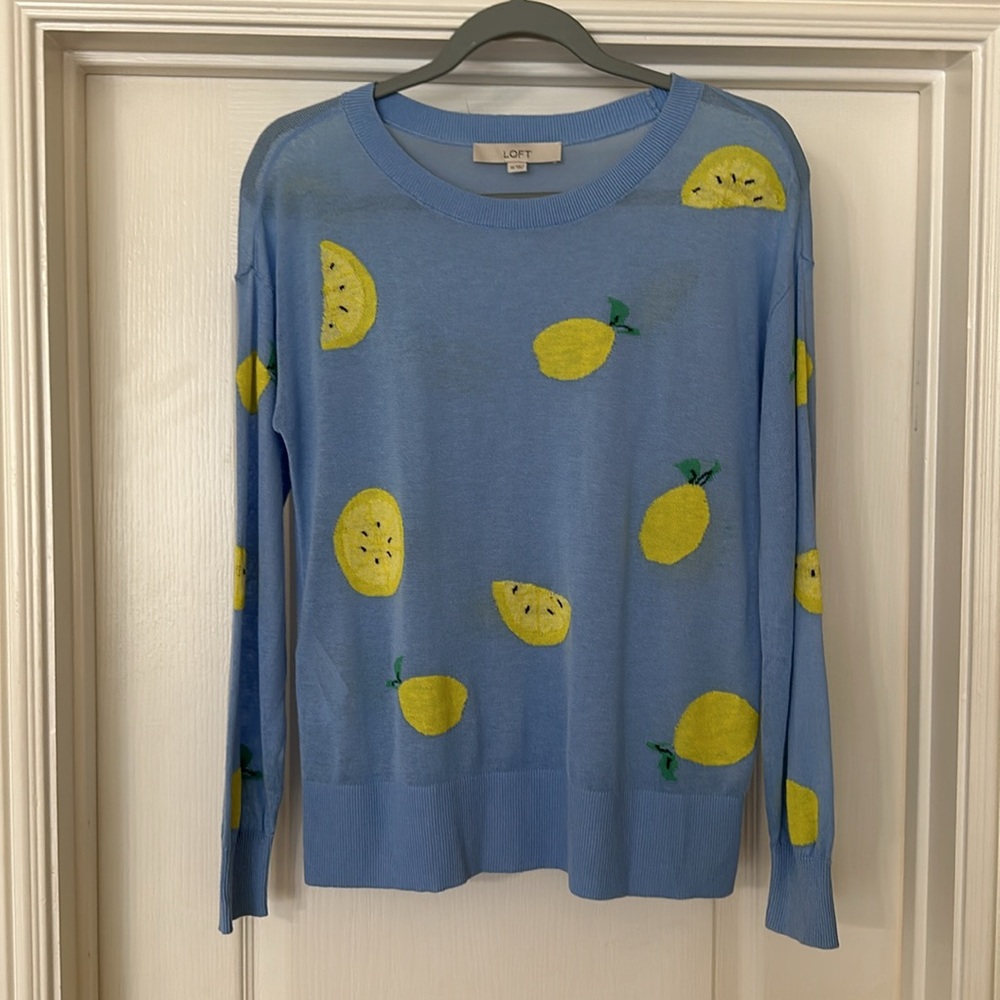 Loft Lightweight Knit Sweater Pullover with Fruit Size XS